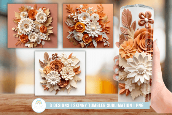 3D Bronze and Beige Flowers Tumbler Wrap: A Creative Solution for Custom Drinkware