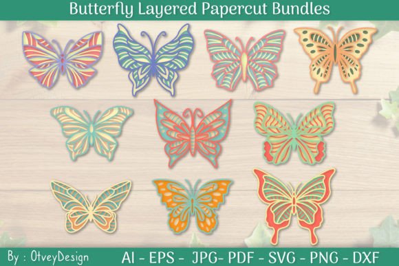 3D Layered Papercut Butterfly Bundles
