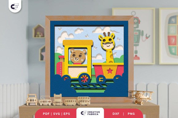 Animal on the Train 3D Paper Cut SVG for Creative Projects