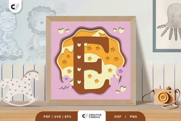 Baby Alphabet E Monogram 3D Papercut SVG: A Creative Addition to Baby Room Decor