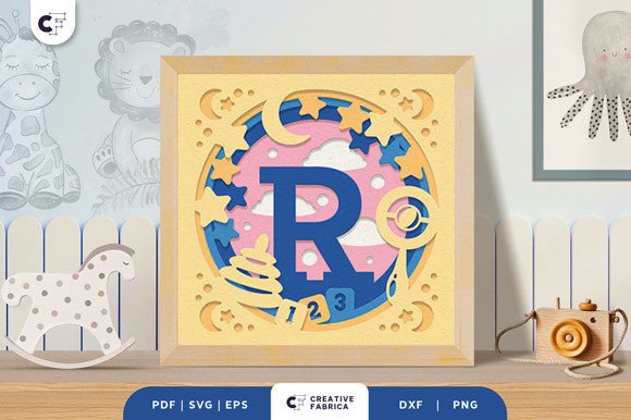 Baby Alphabet R Monogram 3D Papercut SVG: A Creative and Stylish Nursery Decoration