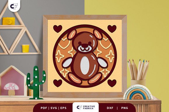 Balloon Bear 3D Paper Cut SVG