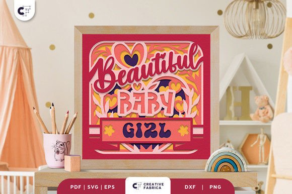 Beautiful Girl Heart Shape 3D Shadow Box