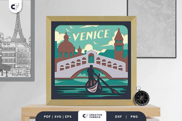Canals of Venice 3D Shadow Box SVG: A Creative Way to Bring Italy to Your Space