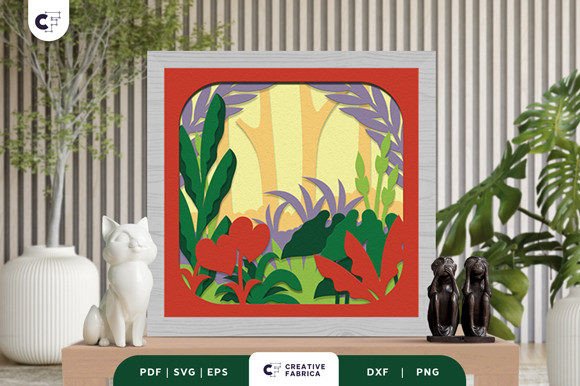 Forest Tropical 3D Shadow Box Paper Cut