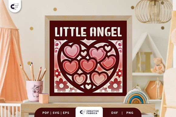 Little Angel Heart Shape 3D Paper Cut