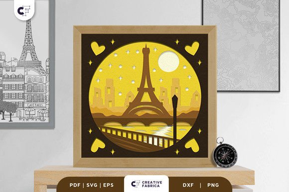 Seine River Paris 3D Paper Cut SVG