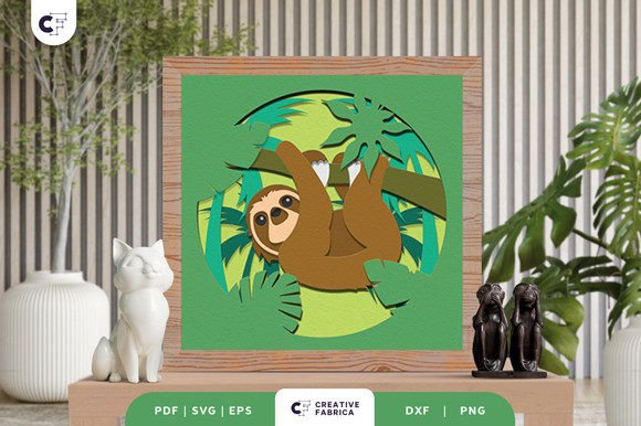 Tropical Sloth 3D Shadow Box Paper Cut: A Unique Way to Bring Nature Into Your Space