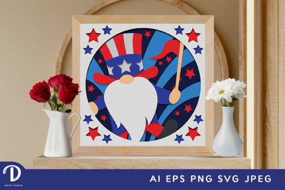 Uncle Sam Gnome 3D Layered Paper Cut: A Patriotic Craft for Modern Celebrations