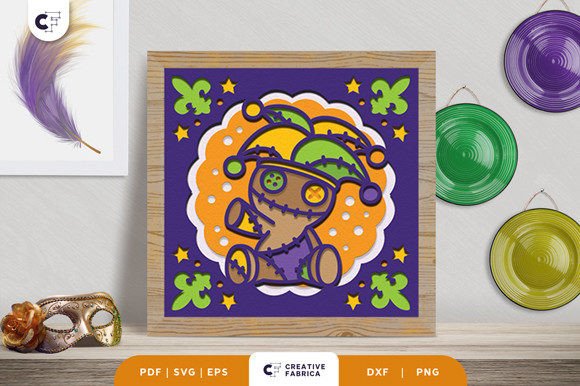 Voodoo Doll Mardi Gras 3D Shadowbox